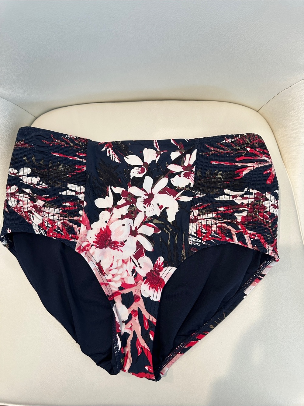 Tommy Hilfiger Floral High-Waist Bikini Bottoms - Navy & Berry